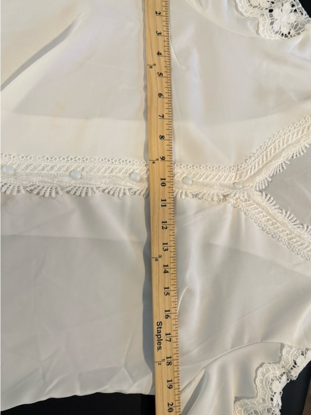 chic White Lace-Trim V-Neck Blouse - Picture 11 of 12